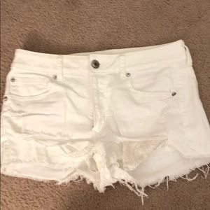 American Eagle white denim shorts